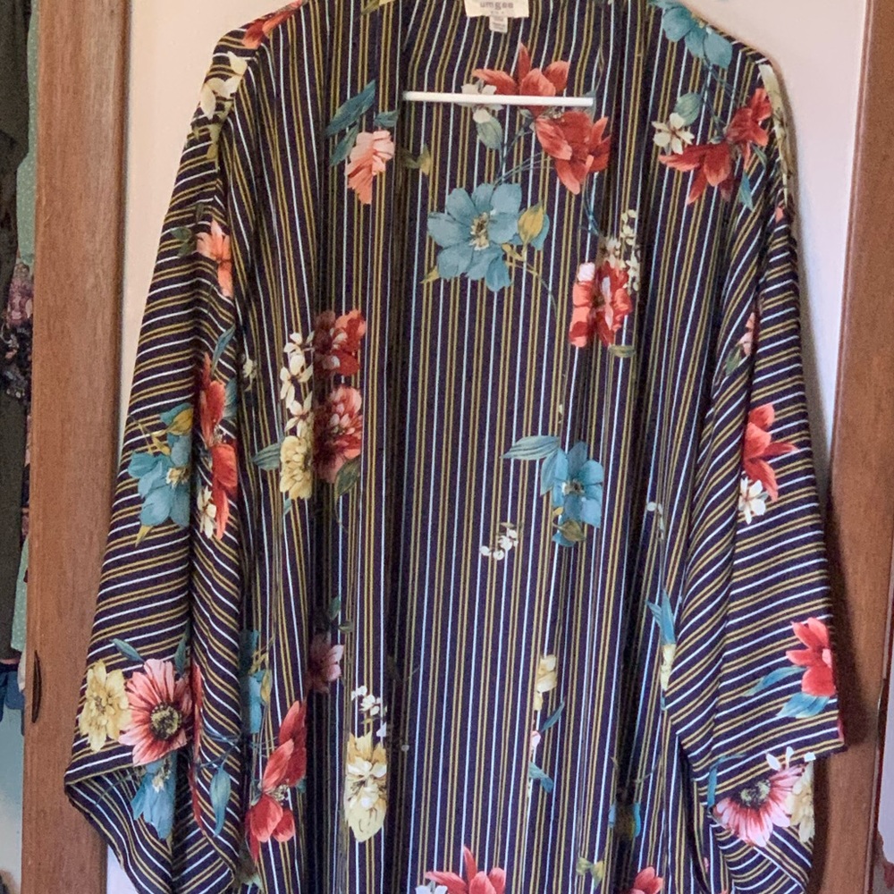 Umgee striped & floral long kimono